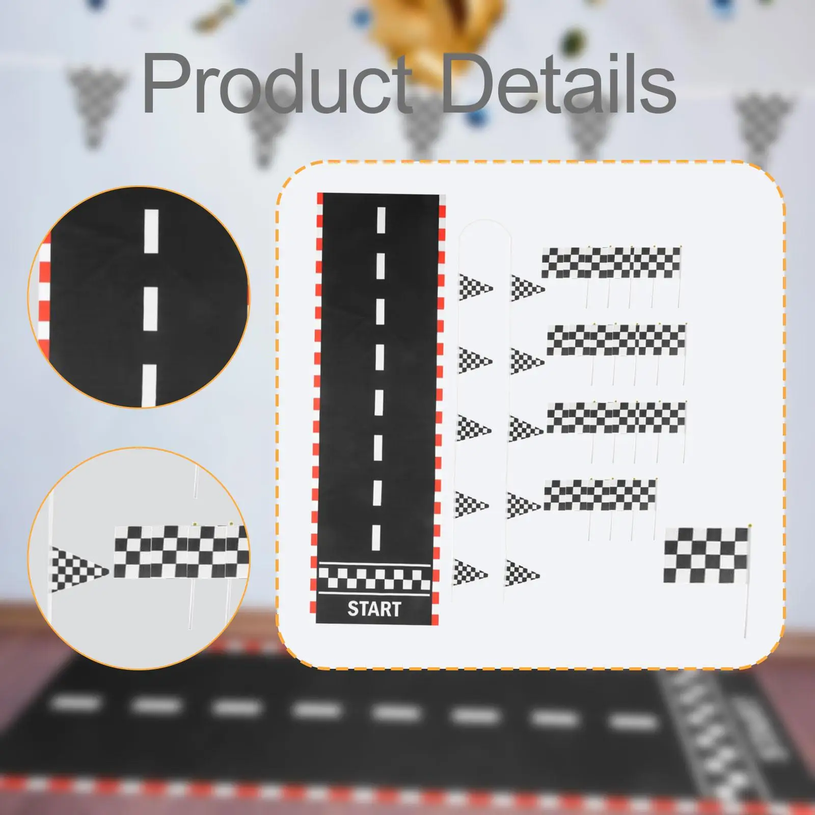 

Racetrack Floor Running Mat Drag Race Car Road Checkered Hand Waving Flag
