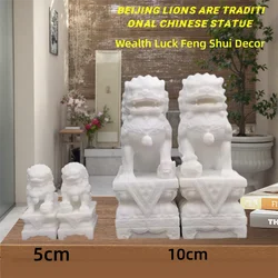 Lmitation White Stone Lion Mini Ornament Chinese  Home style desktop creative fish tank bonsai landscaping decoration a pair