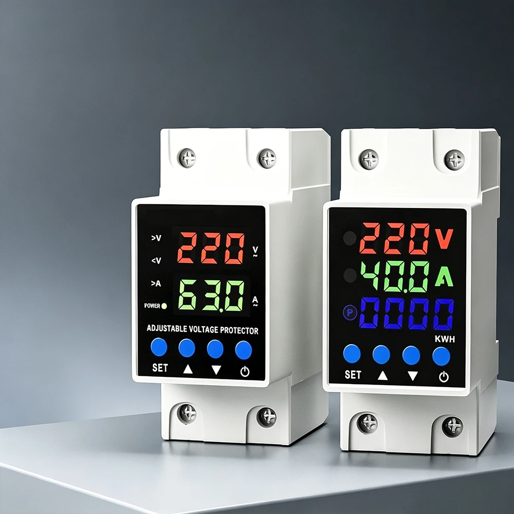 Digital Over Under Voltage and Current Protection Device Rated 63A for Home Industrial Use with Real Time Power Monitoring