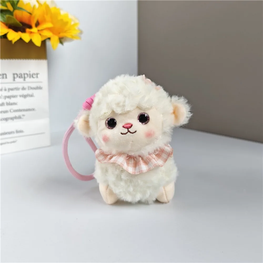 New Soft Little Sheep Keychain Fluffy Texture Scarf Detail Sheep Bag Charm Hanging Loop Animal Bag Backpack Decoration