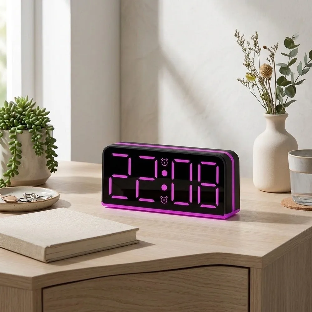 1pc LED Electronic Pendulum Table Setting LED Electronic Clock With High-end Feel And Silent Alarm Function