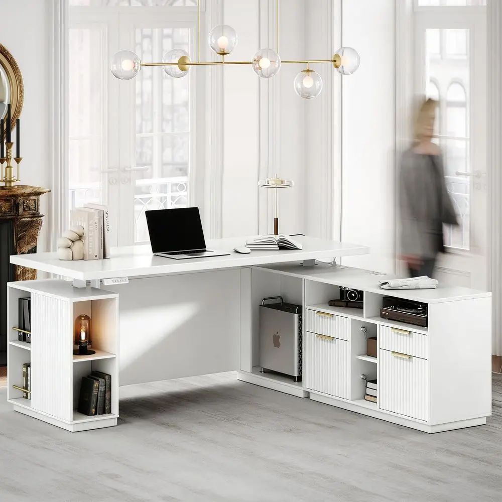 

Home Furnishings Irving Engineered Wood 47Inch 2Drawer Computer Desk with File Cabinet, Rectangular Desk with Smooth Top, and P