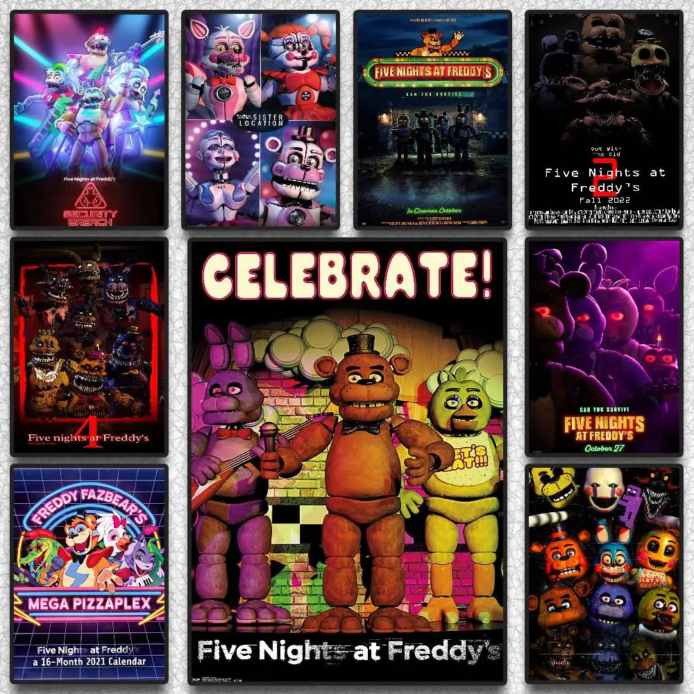 ملصق لعبة Fnaf F-Five-nights-At-F-Freddys عالي الدقة جدار لاصق مقاوم للماء لغرفة المعيشة المنزلية وغرفة النوم والديكور الجمالي