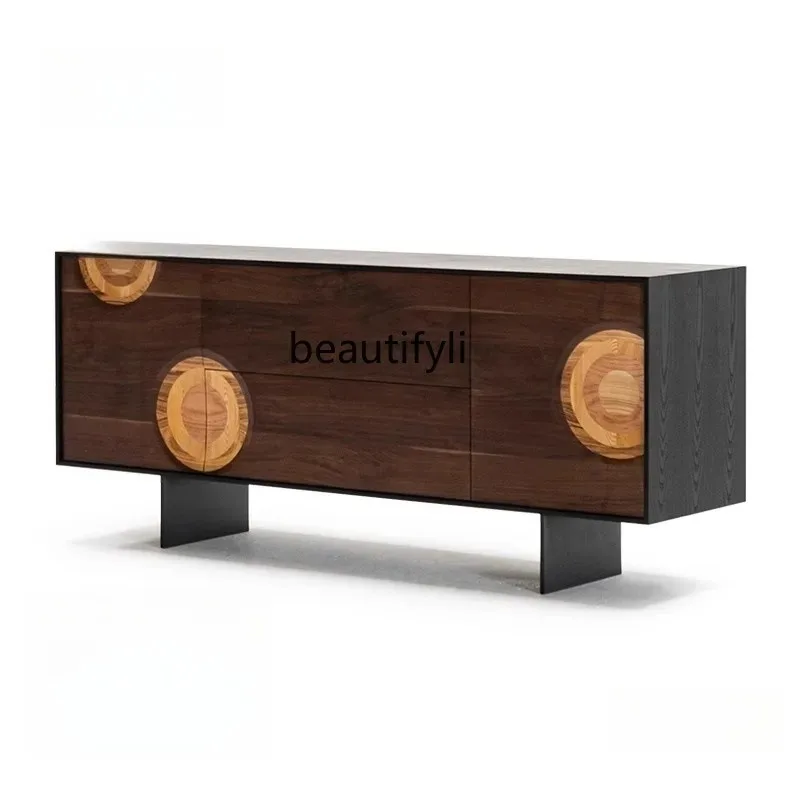 

D2520 French Retro Solid Wood Cabinet Vintage Style Sideboard Wall-Mounted Integrated Decorative Entryway Minimalist Storage Ca