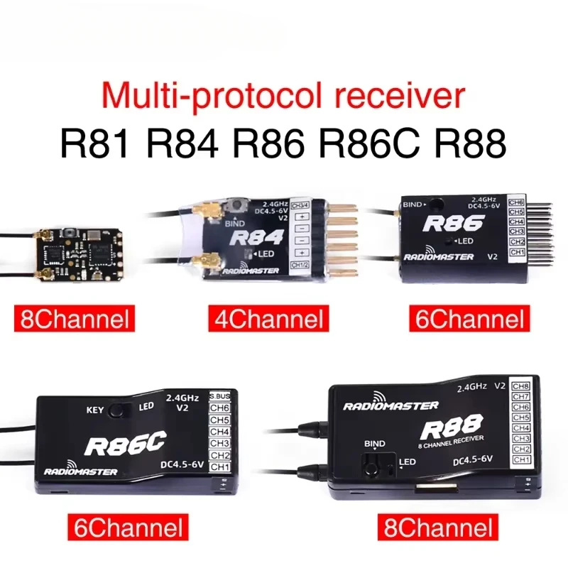 

RadioMaster R81 R84 R86 R86C R88 R161 R168 2.4GHz Over 1KM SBUS Nano Receiver Compatible FrSky D8 TX16S Support Return