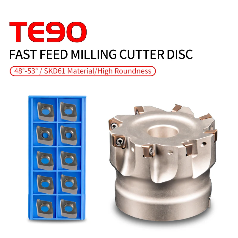 TE90-40-16-6T TE90-63-22-8T Double-sided fast feed open rough shoulder end mill 4NKT blade right angle 90 degree milling cutter