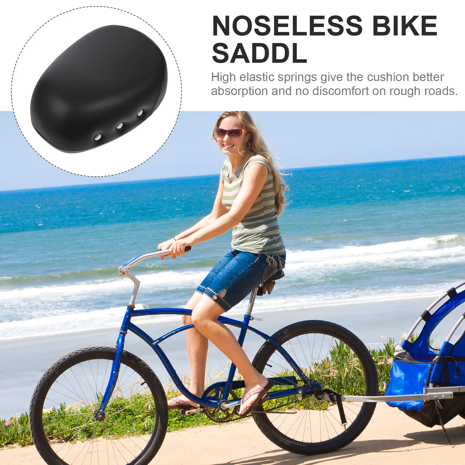 

Universal Noseless Bike Seat High Elastic Spring Suspension Shock Absorb Cycling Saddle for Electric Car Mountain Commute