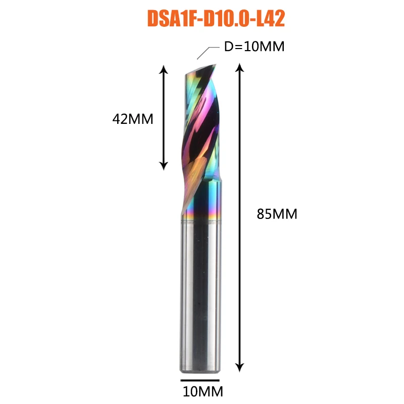 Dreanique 1 st 3.175 4 6 8mm CNC Enkele Fluit Vhm Legering Frees, DLC Coating Frees bit voor Alu DSA1F