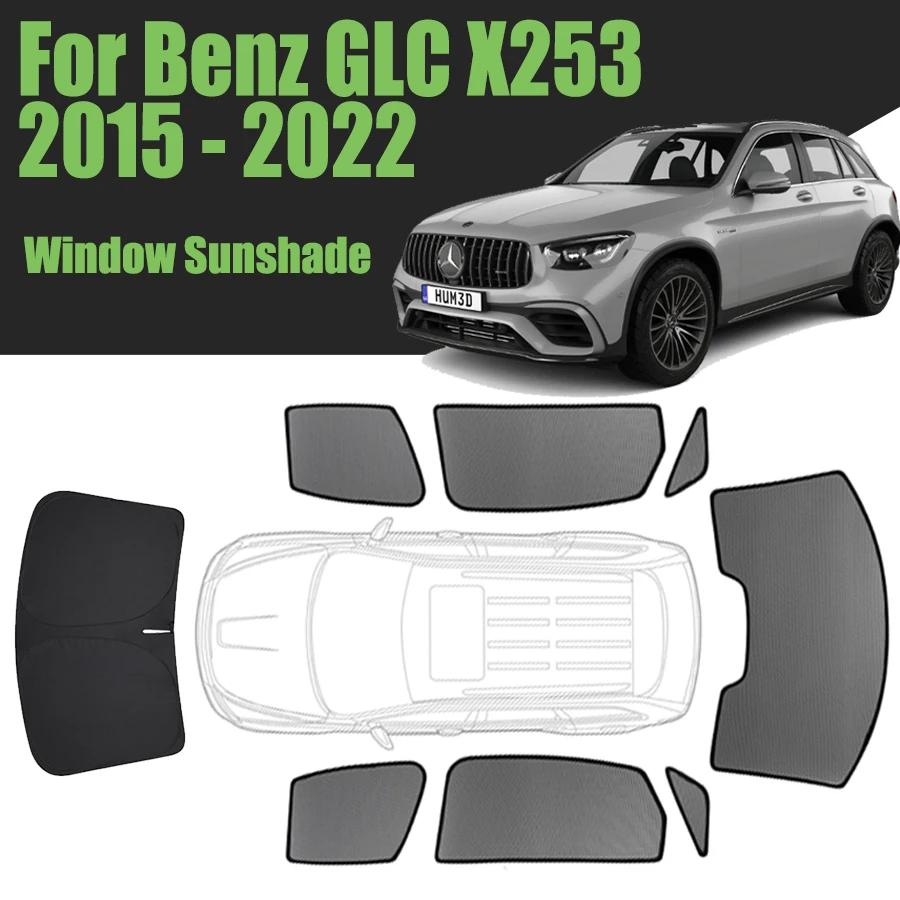 

Custom Car Window Sunshade For Mercedes Benz GLC X253 2015 - 2022 Magnetic Curtain Mesh Front Windshield Frame Curtain