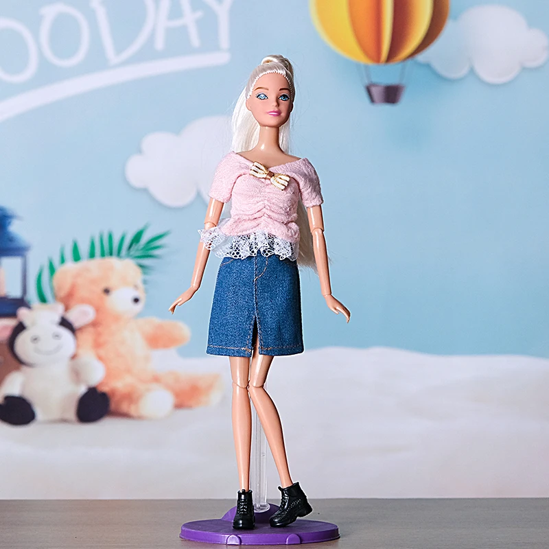Fashion Clothes For 11.5" Barbie Doll Lace Skirt Denim Dress view 5