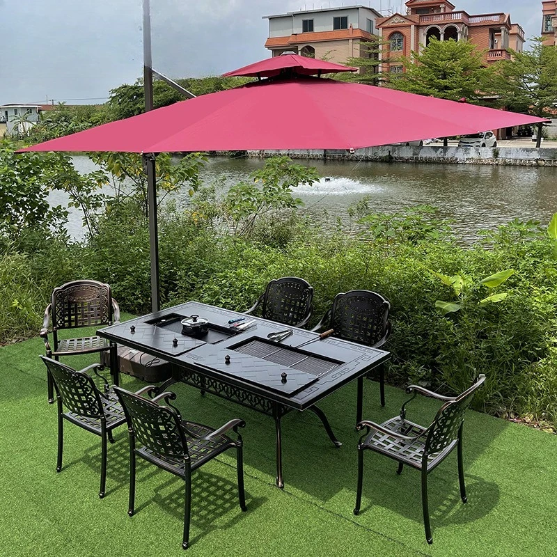 

Outdoor tables and chairs cast aluminum barbecue table courtyard garden open-air wrought iron household electric smokeless oven
