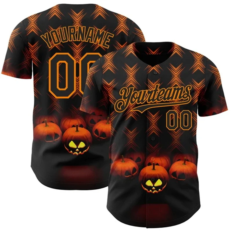 Custom Vintage Halloween Baseball Jersey For Men Personalized Bat Stripe Pattern Short Sleeve Baseball Shirt Men Women Costume