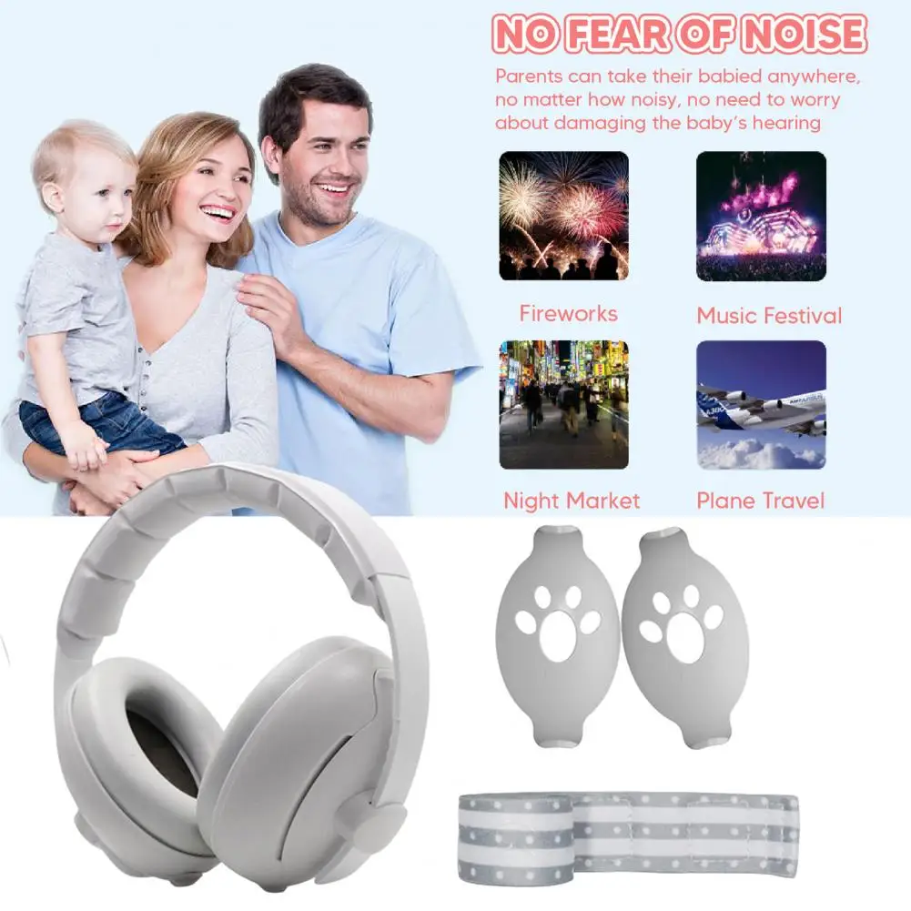 Baby Noise Reduction Earmuffs Breathable Noise Cancelling Baby Earmuffs with Adjustable Headband for Skin-friendly for Noise