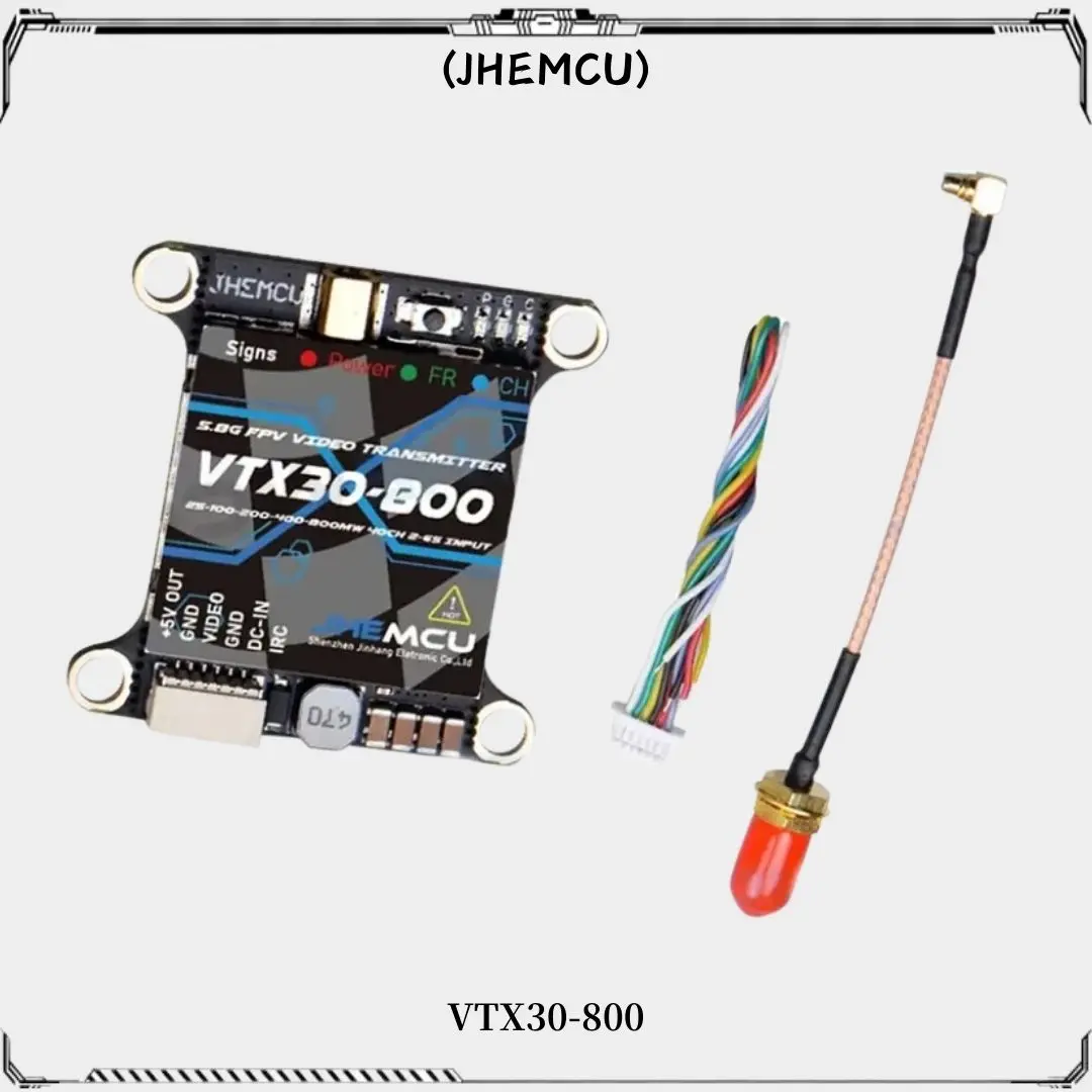 JHEMCU VTX30-800 5.8G 40CH PitMode 25mW 100mW 200mW 400mW 800mW قابل للتعديل VTX 2-6S 30X30mm ل RC FPV سباق حرة الطائرة بدون طيار