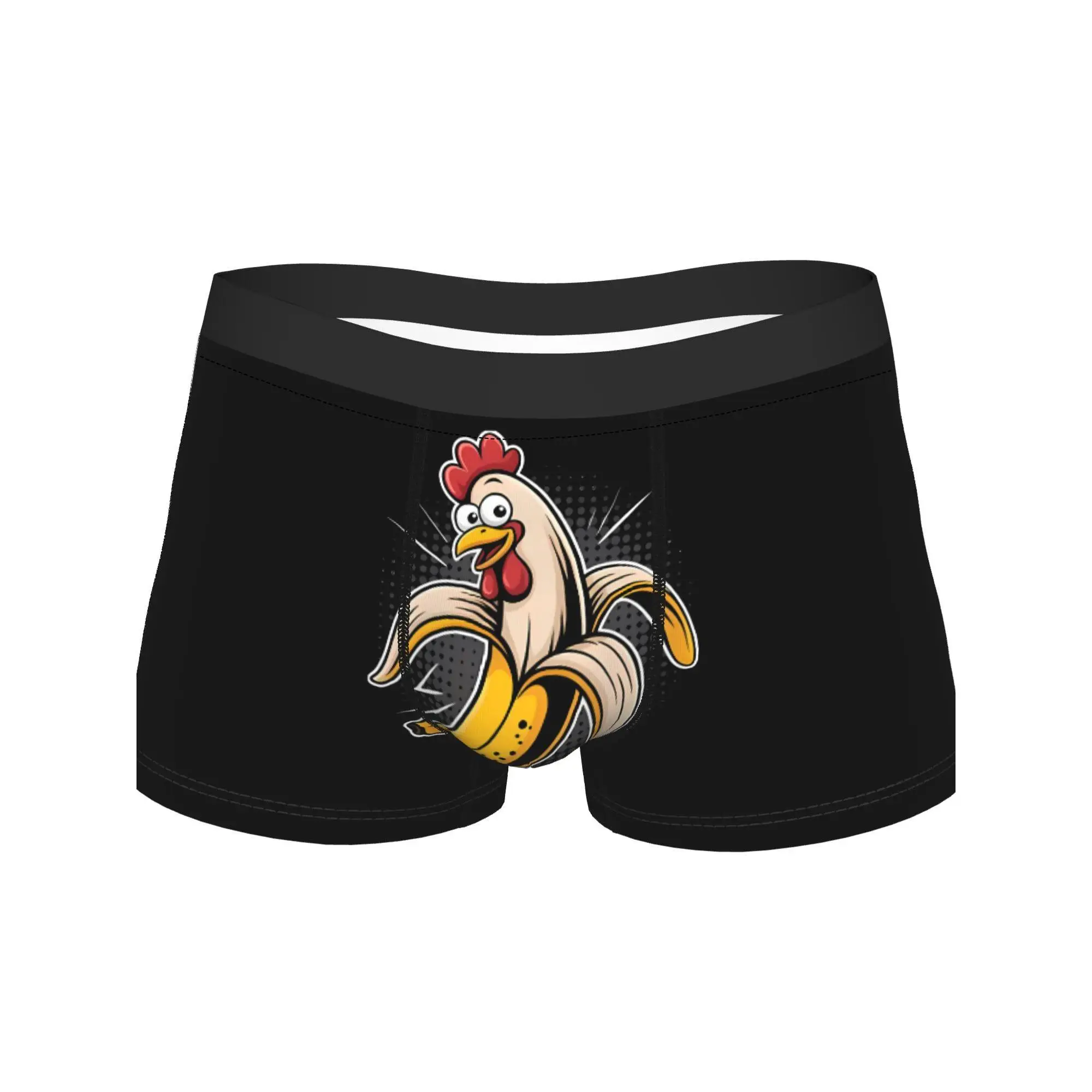 

Novelty Rooster Banana Men's Boxer Shorts Breathable Quick-Dry Fabric Hilarious Cartoon Graphic Underpant