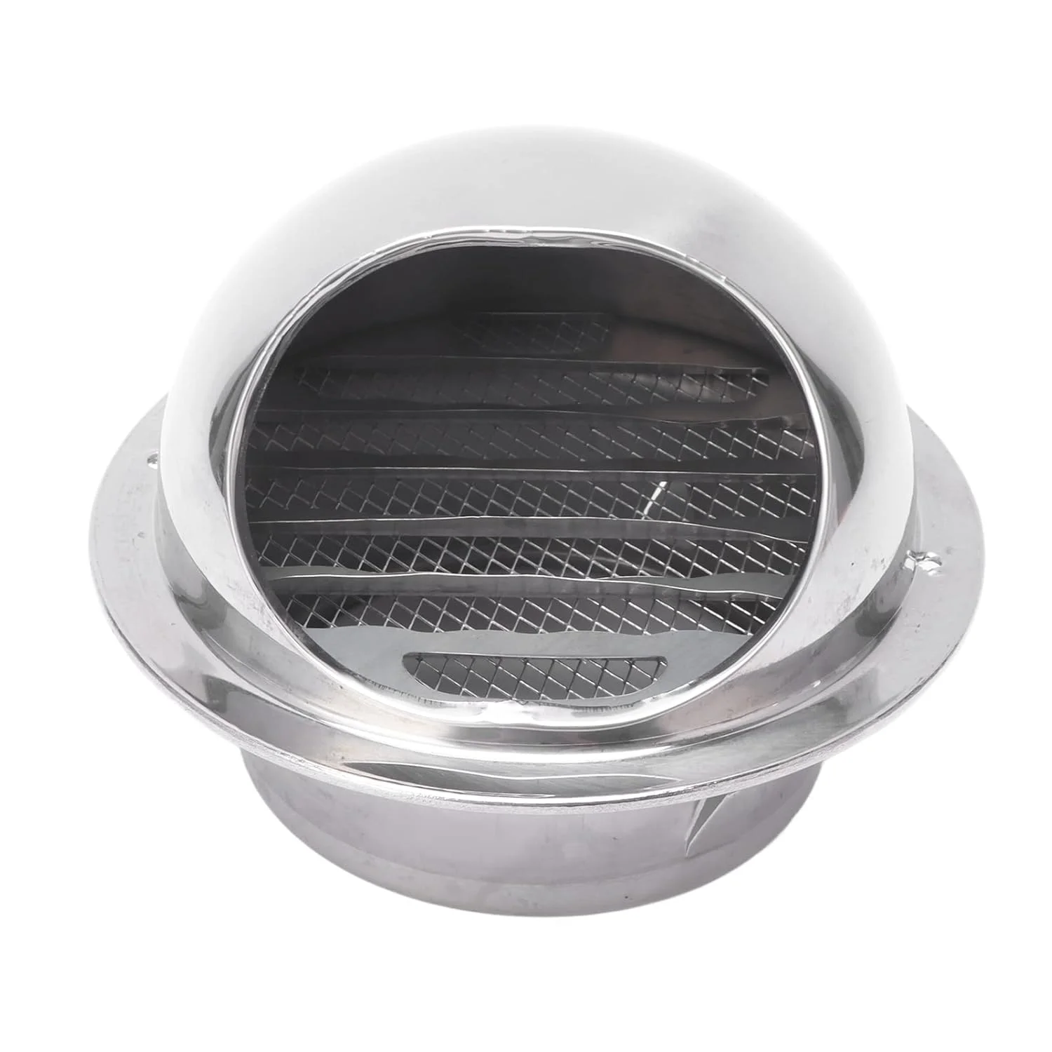 Stainless Steel Swing Lid with Integrated Protection Grill Ease of Use Rain Resistant Stainless Steel Ventilation Hood (6in)