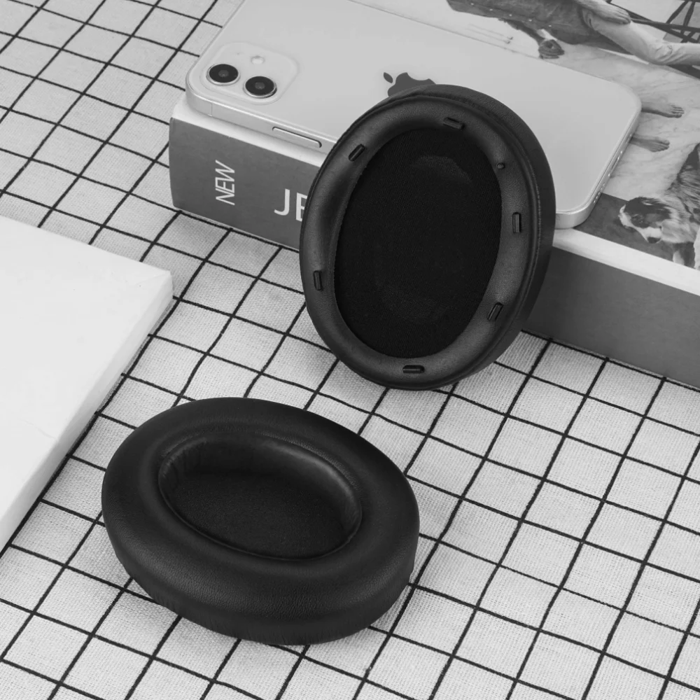 โฟมจำรูปหนังเทียมเปลี่ยนหูฟองน้ำหุ้ม Muffs หูฟังสำหรับ Sony WH-XB910N WH XB910หูฟัง