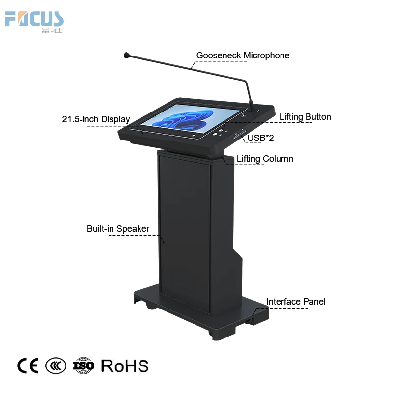 Smart Digital Lectern Touch LED Screen with Interactive Microphone Educational Equipment Smart Digital Podium for Conference
