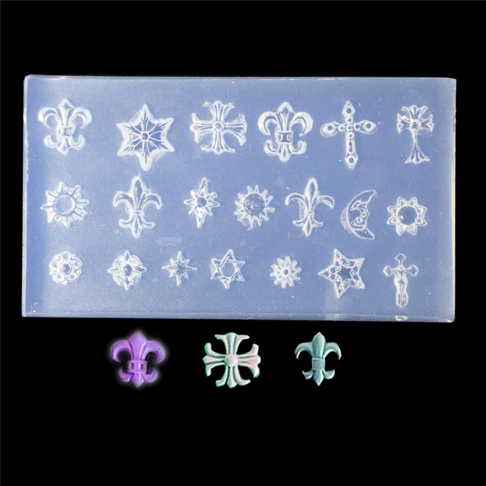 Silicone Mold Tiny Nail Art Flowers Heart Shell Geometric Figure Epoxy Resin Casting Molds For DIY Epoxy Resin Nail Art Crafts