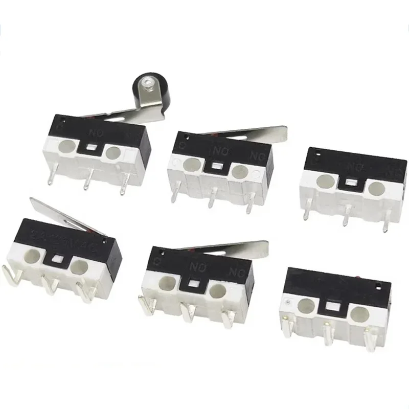 Micro interrupteur de fin de course SPDT, 3 broches, bouton-poussoir momentané, 1A/125V, interrupteur de souris avec rouleau de poignée, 20/100/1000 pièces
