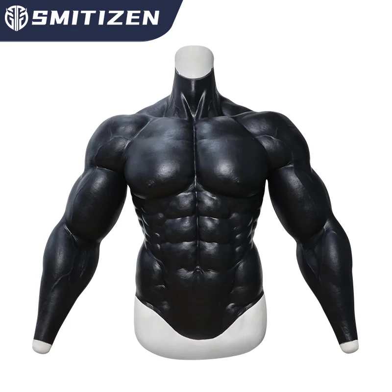 Smitizen Whole Dark Upgraded Bodysuit with Arms for Cosplay Suffocating Tight Pleasure Fetish Costumes Silicone Man’s Chest