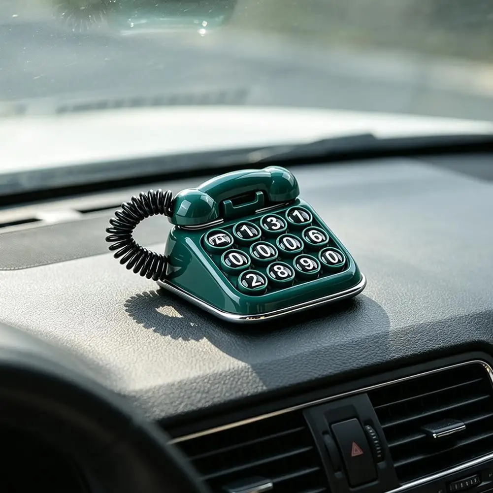 Car Dashboard Retro Telephone Parking Number Plate Creative Removable Digital Card Ornament Vehicle Interior Decoration Accessor