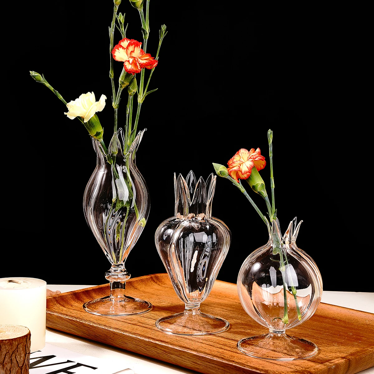 1 Stück Blumenhalter-förmige Transparente Glasvase, Tisch-Blumendekorationsvase zur Platzierung von Vasen