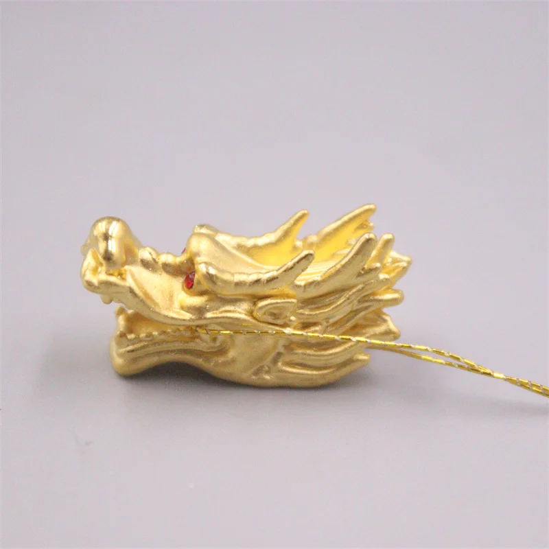 1pcs Pure 999 24K Yellow Gold Men Women With Red Eyes Dragon Transfer Bead Pendant