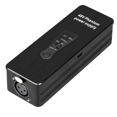 Fuente de alimentación fantasma, interruptor portátil recargable de 48V/12V para micrófonos de condensador/escopeta, preamplificador de micrófono, estudio de grabación