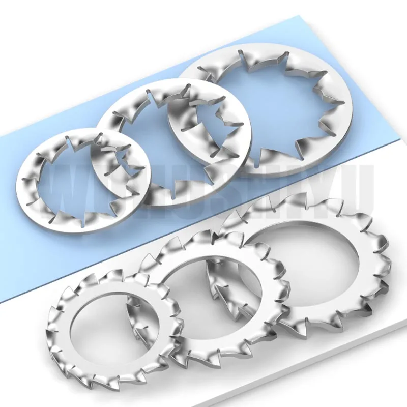 500 قطعة/صندوق مزيج M3 M4 M5 M6 M8 الخارجية الداخلية مسننة قفل غسالة طوقا مجموعة متنوعة 304 A2-70 الفولاذ المقاوم للصدأ