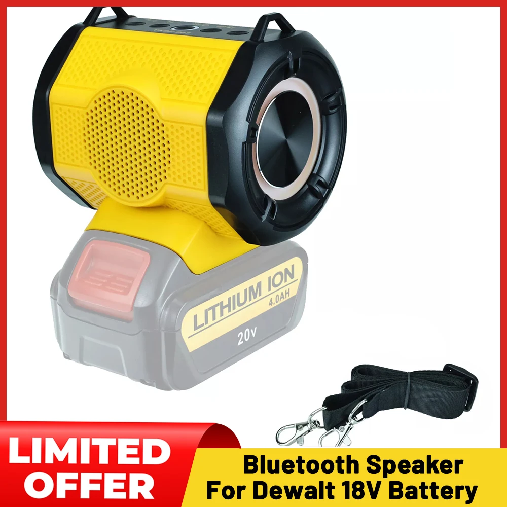 

Portable Bluetooth Speaker For Dewalt 18V 20V Battery Player Loudspeaker Amplifier With USB Type-C port charge for Camping