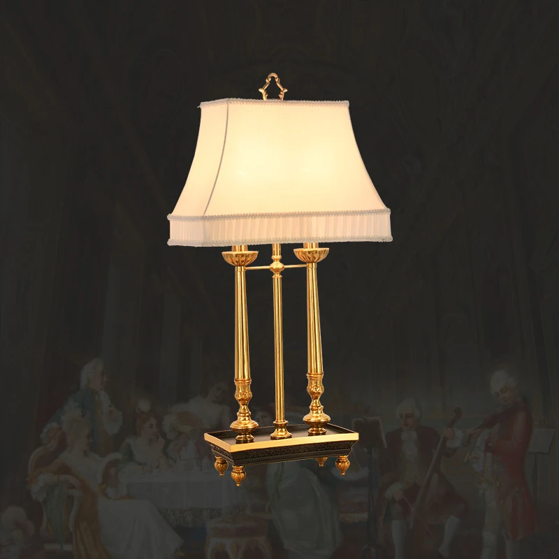 Copper decorative desk lamp European luxury retro desk lamp bedroom bedside living room study