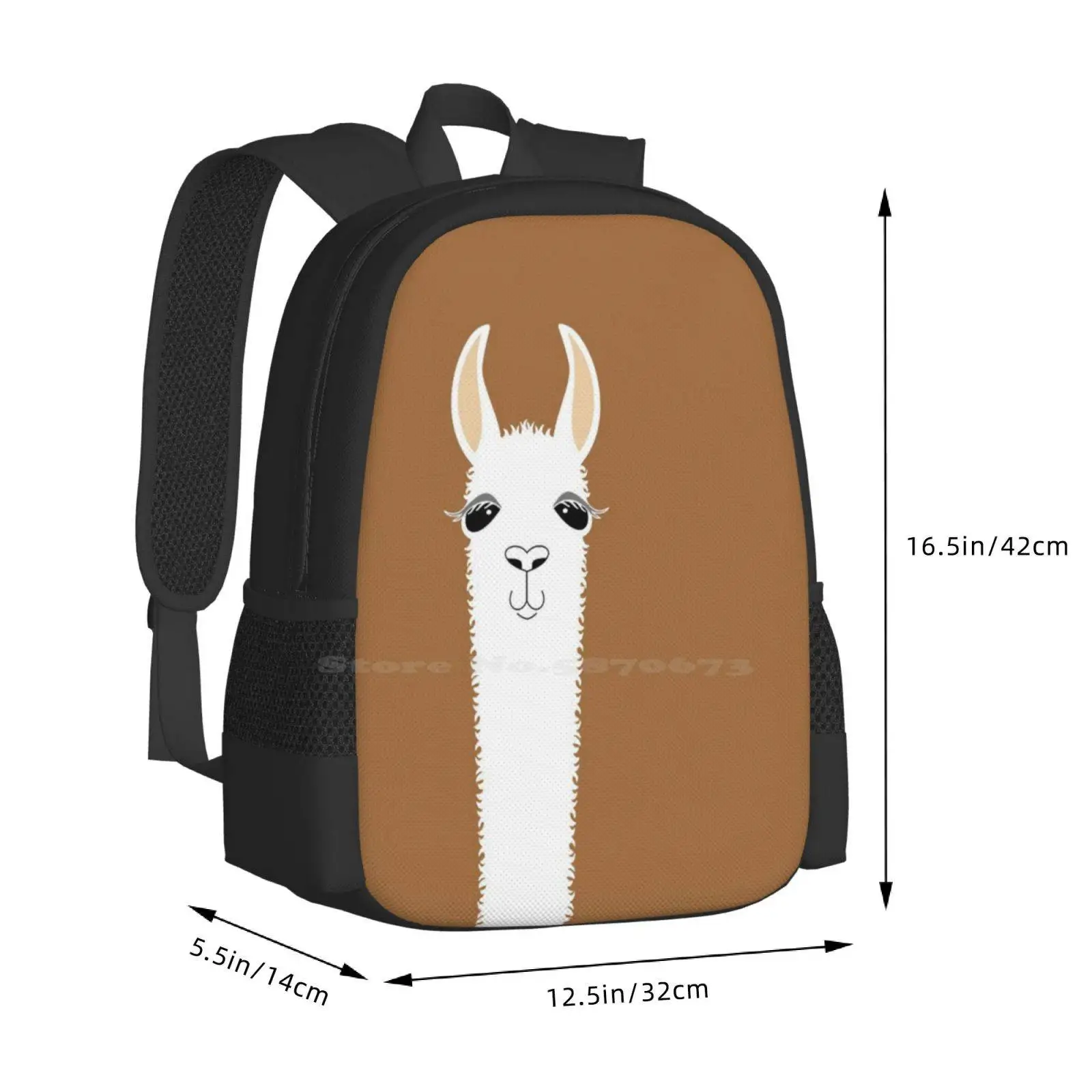 CreMoby-Cartable avec portrait de lama, sac à dos, sacs à la mode, alpaga graphique, mammifères, animaux, marron, blanc, noir, offre spéciale, #9