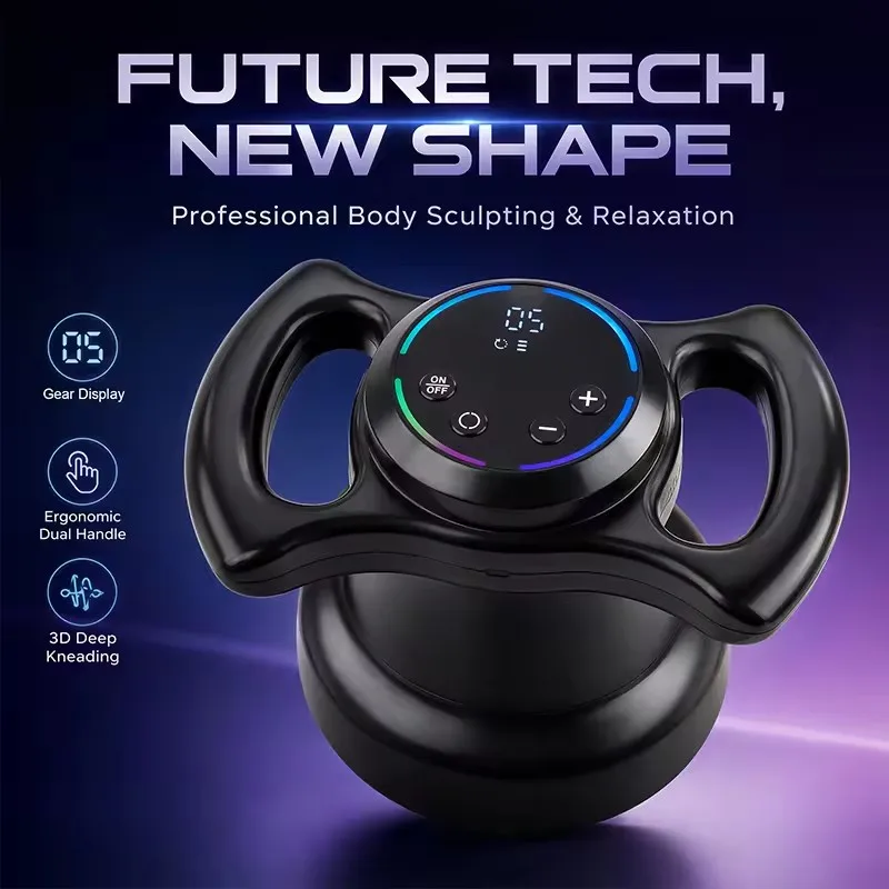 Handheld Vibration Rotation Massager Removing Cellulite Aluminum Core Silicone Rollers Deep Skin Tightening Weight Loss Home Use