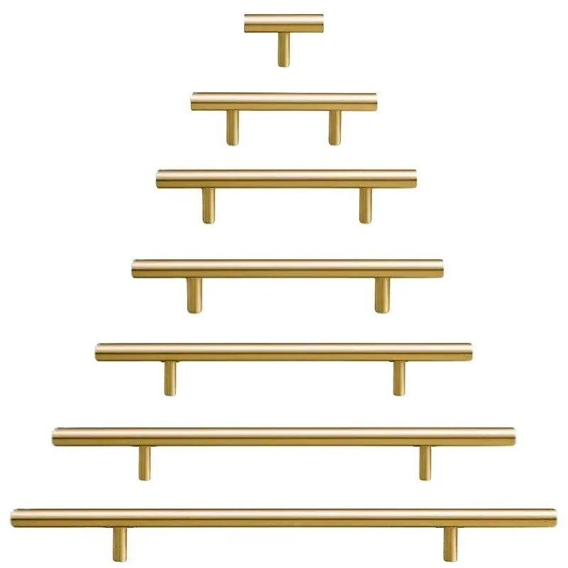 Tinyhob Gold Solid Brass Cabinet Handles Furniture Bathroom Drawer Pulls Drawer T Bar Kitchen Furniture Handle Hardware