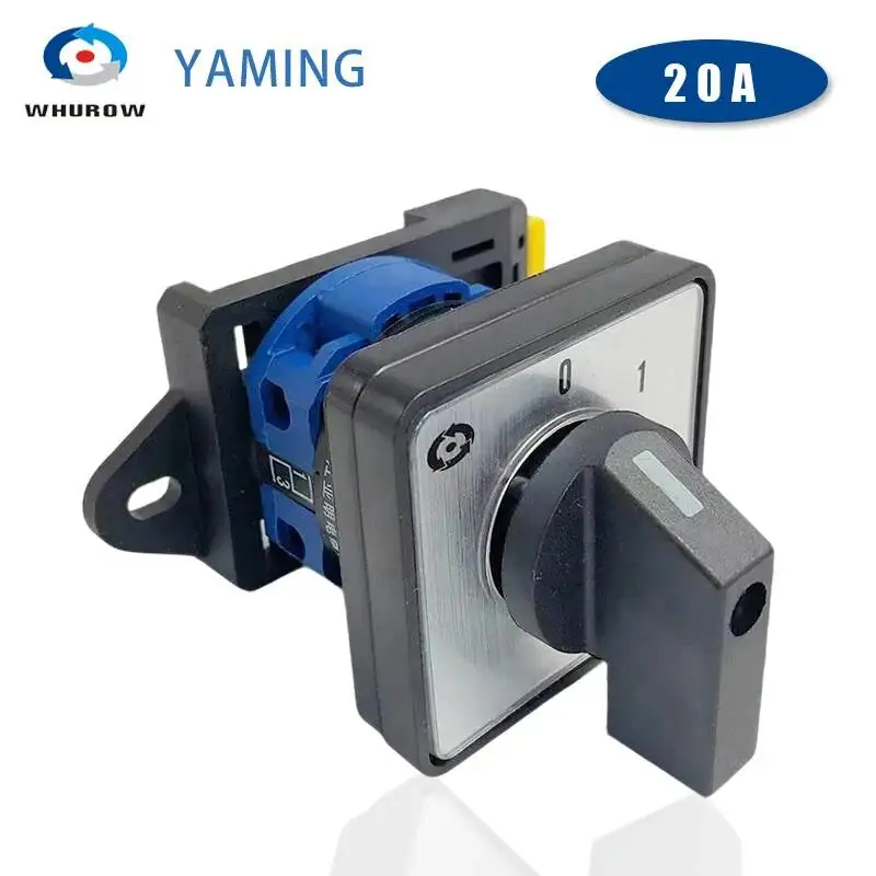 LW26-20/1 DIN mounted ON-OFF Rotary Switch Knob 2 Position 0-1 Changeover Cam Switches 20A 1 Pole 4 Terminals Control Circuit