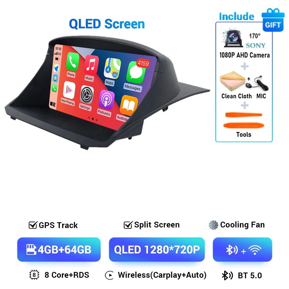 Android 14 Draadloze Carplay & Auto Autoradio Voor Ford Fiesta 2009 - 2018 Navigatie Gps Dsp Carplay Multimedia Videospeler Stereo
