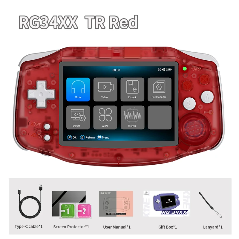 ANBERNIC RG34XX Retro draagbare gameconsole 3,4” IPS Linux 64-bit 3500mAh video-gamingspeler Ondersteunt streaming WIFI Bluetooth