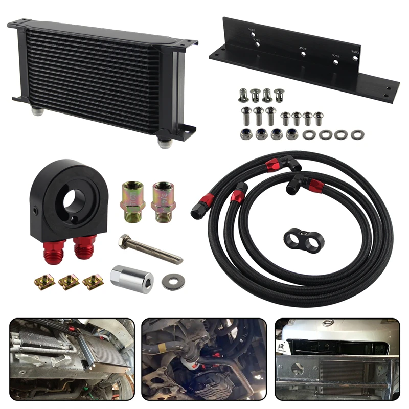 19 Row Bolt On Oil Cooler Kit Fits For Nissan Fairlady 2003-2008 350Z VQ35 / 2009-2017 370Z VQ37 Black / Silver