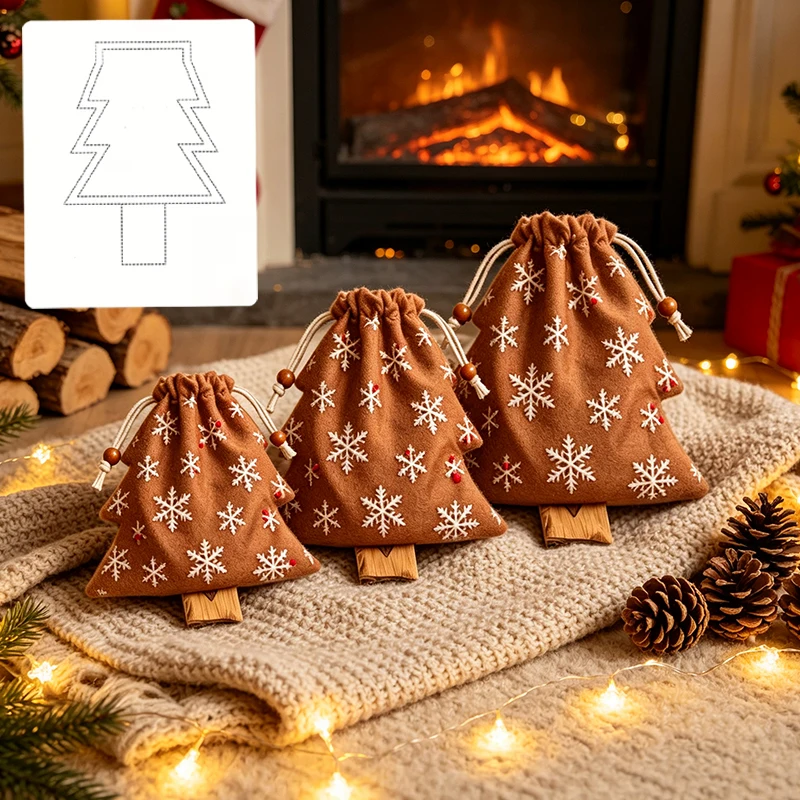 YOMDID 1pc Christmas Tree Sewing Template For Quilting, DIY Christmas Gift Bags, Craft Hollow-Out Template With Tree Pattern - view 4