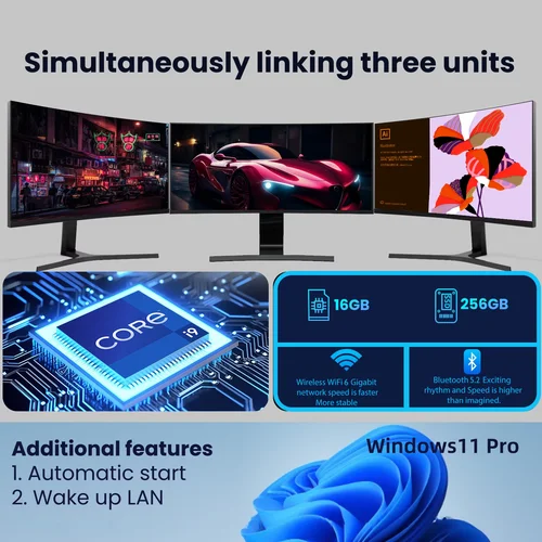 Imagen 2 del producto Mini PC Windows 11 Pro Core i9 8950HK/i3-6100 16GB DDR4 1TB SSD PC Gamer ordenador Dual WIFI 6 BT5.2 4K HD Mini Gaming Pc de escritorio