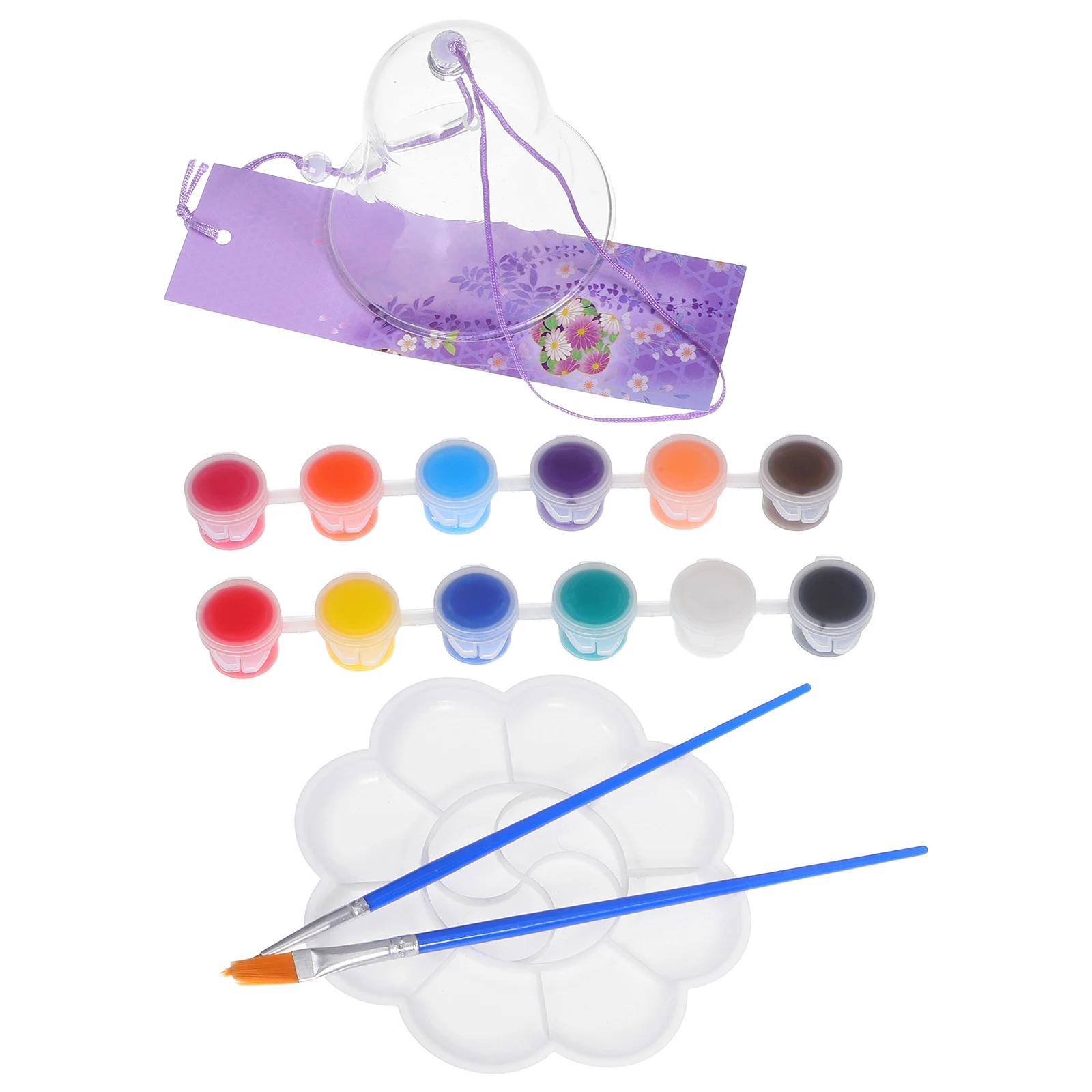 

Painted Wind Chimes Blessing Graffiti Glass DIY Yard Hanging Decor Paste Bell Pendant