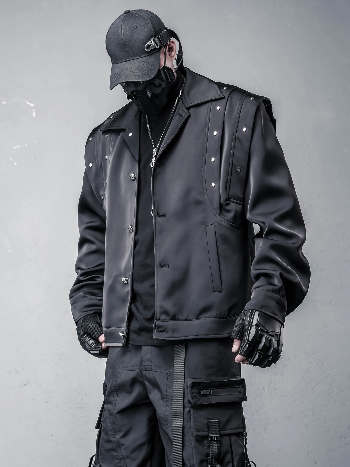 Fashion Deconstruction Stitching Fake Two-Piece Design Motorcycle Jacket Men's Autumn Dark Functional High-Grade Ruan Handsome