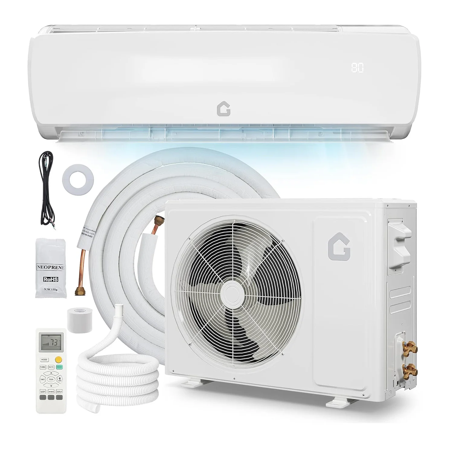 

18000 BTU 19 SEER2 Ductless Mini Split Air Conditioner & Heat Pump 230V - 750-1250 sq ft Cooling Heating Dehumidifier 42dB