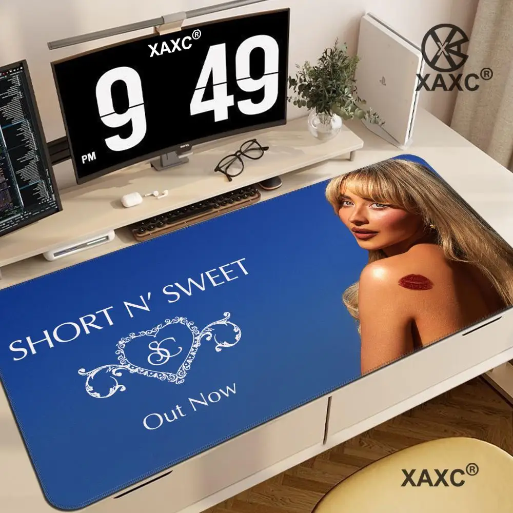 Singer S-Sabrina C-Carpenter Short n Sweet S Mouse Pad Large Desk Mat Keyboard Ergonomic Office Rubber Game PC Non-slip Anti-fra