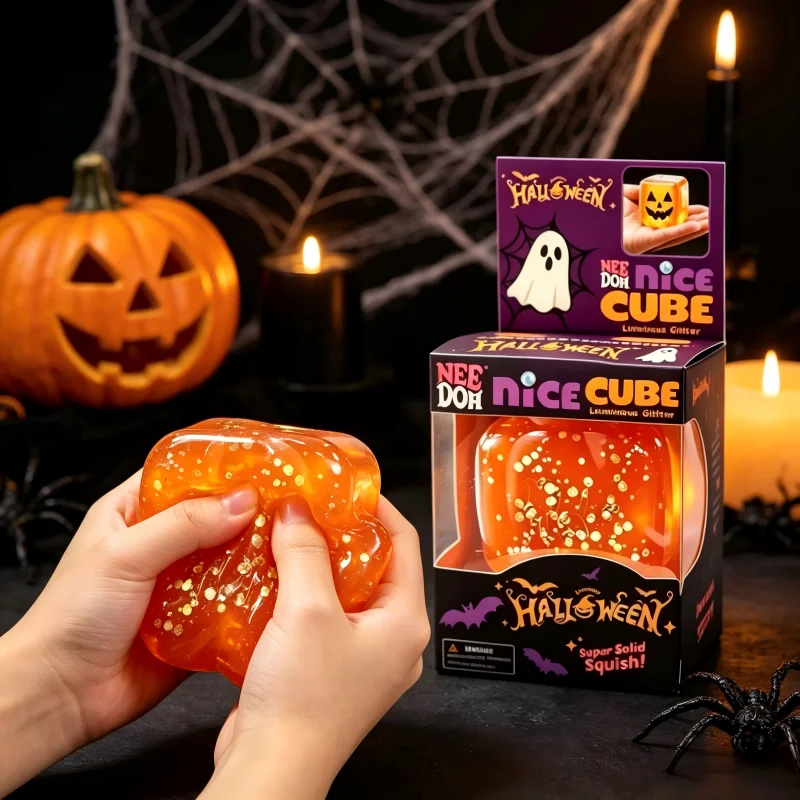 Neue NeeDoh Halloween-Geschenke wie Spinnen und Kürbisse. Sensorisches Spielzeug zur Stresslinderung. Weiche Entspannungsspielzeuge – Detail 7