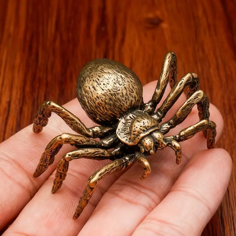 Kreative Messing-Spinnenfigur Miniatur-Kupfer-Insekten-Desktop-Dekoration Vintage Teetier Handwerkskollektion – Detail 2