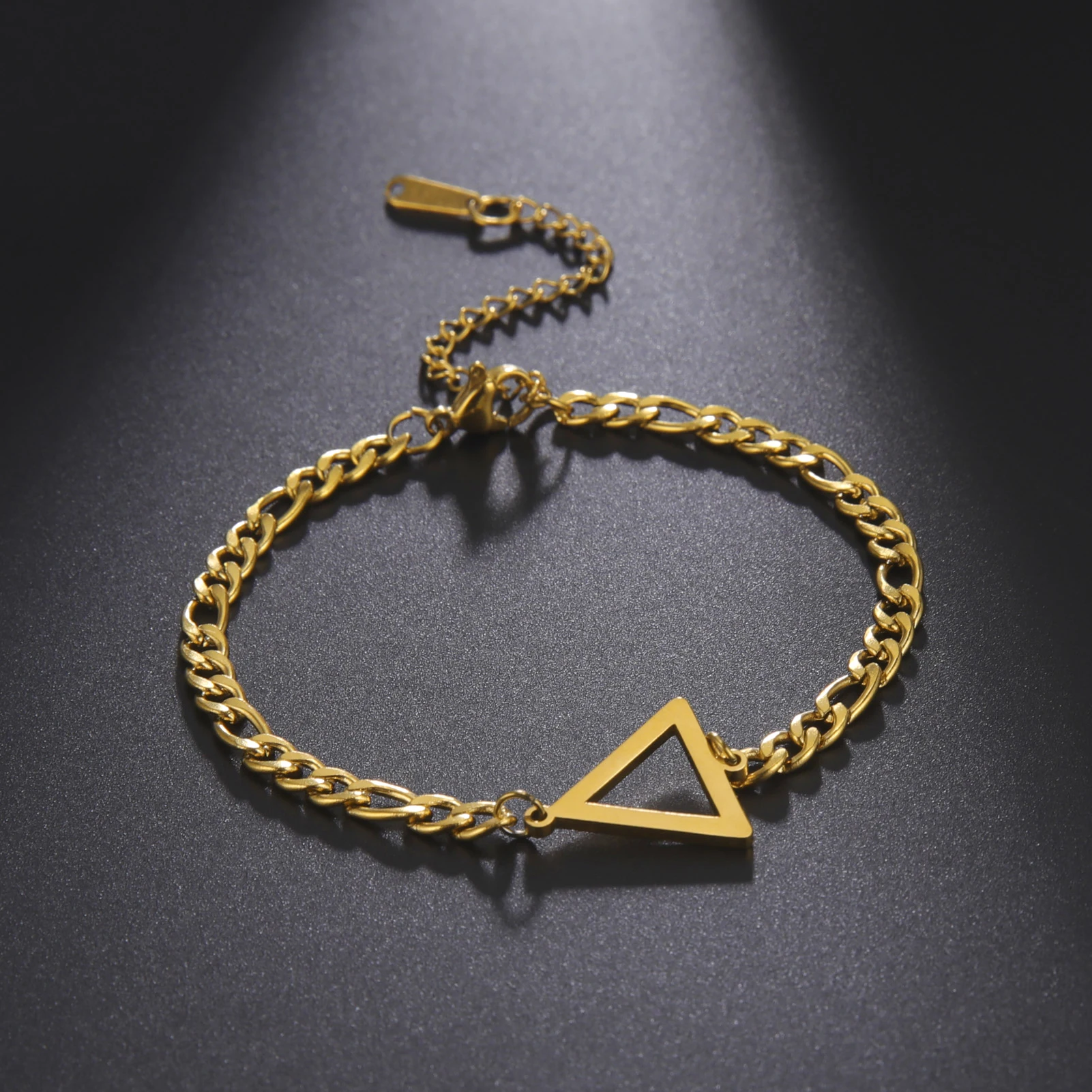 My Shape Fashion Triangle Charm Bracelets For Men Women Punk Geometric Stainless Steel Bracelet Bangle Chain Men's Jewelry Gifts