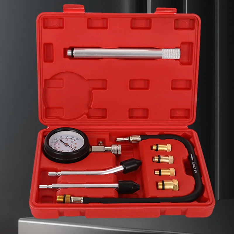 

Car Cylinder Tester Kit Gasoline Engine Compression Meter 0-300 PSI Pressure Gauge with M10 M12 M14 M18 Adapter