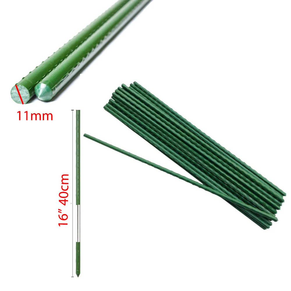 Plastic Coated Steel Pipe Gardening Stakes, Supports Indoor Plants Flowers and Vegetables, 16 \